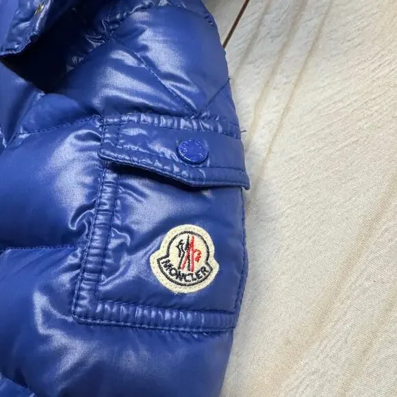 Moncler Enfant Maya Down Jacket Toddler Size 2Y Removeable Hood Glossy Blue - Picture 4 of 15